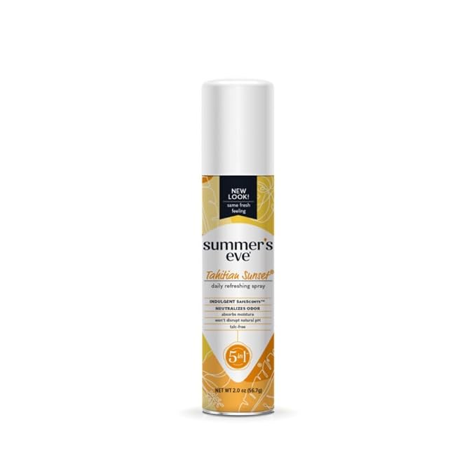 Summer's Eve Feminine Cleansing Spray Variety Pack (Blissful Escape, Island Splash, Tahitian Sunset, Sheer Floral, & Baby Powder) (1 of each)