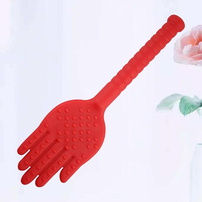 Palm Shaped Plastic Health Massage Hammer Durable Elastic Beat Pat Tool for Fatigue Relief Blood Circulation for Full Body Therapy Red