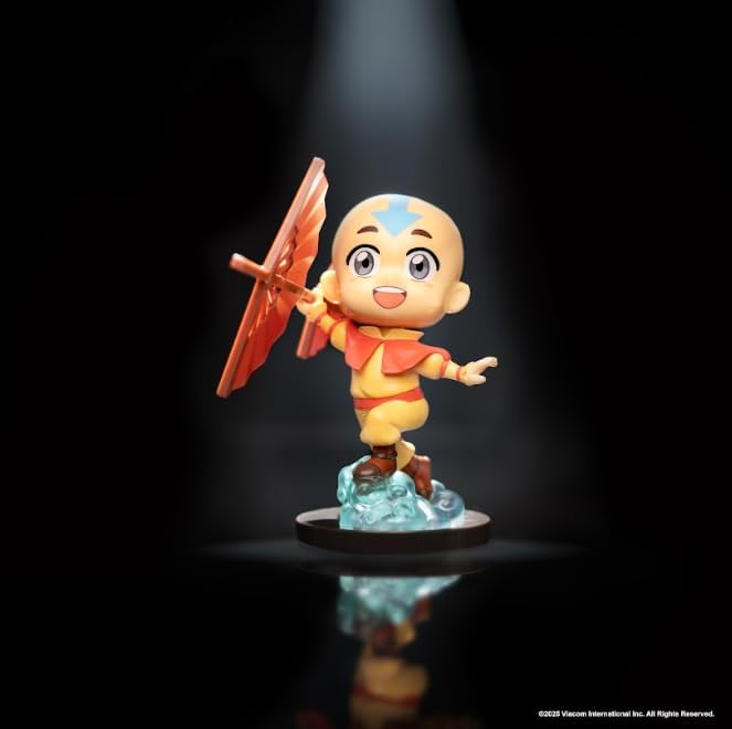 Jazwares Avatar: The Last Airbender Aang - 4-Inch Mini Figure in Kawaii Style in Dynamic Pose with Display Base