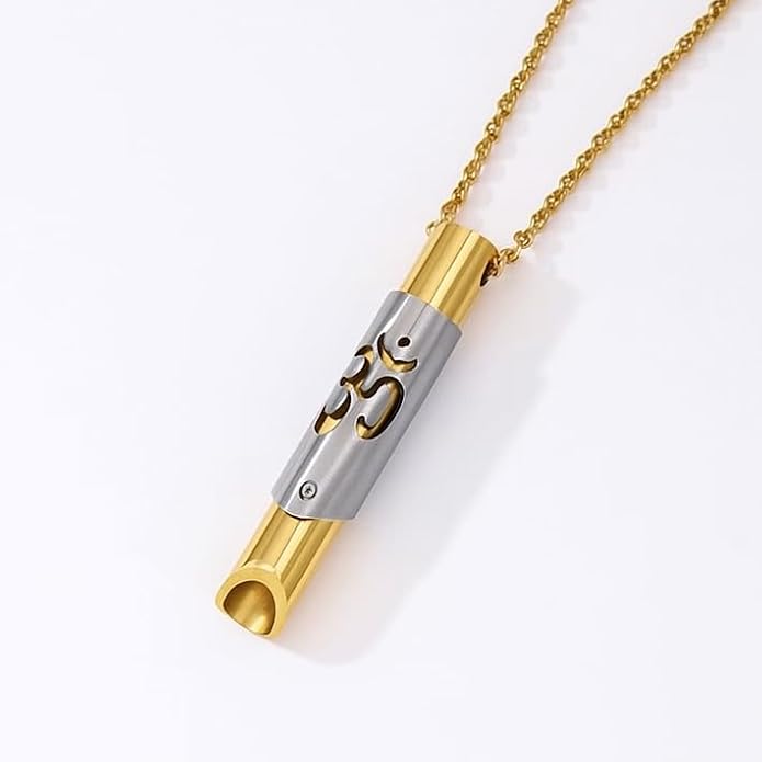 MirMind 2Pcs Breathing Necklace for Stress Relief-Mindful Exhale Tool Anxiety Reduction, Meditation & Relaxation-Stainless Steel Pendant for Deep Mindfulness Breathing-Portable Calm Aid