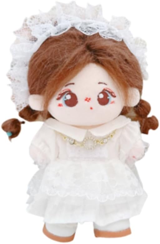 niannyyhouse 10cm-15cm Plush Doll Clothes White Headdress Dress Accessories Compatible with 17cm Labubu Doll
