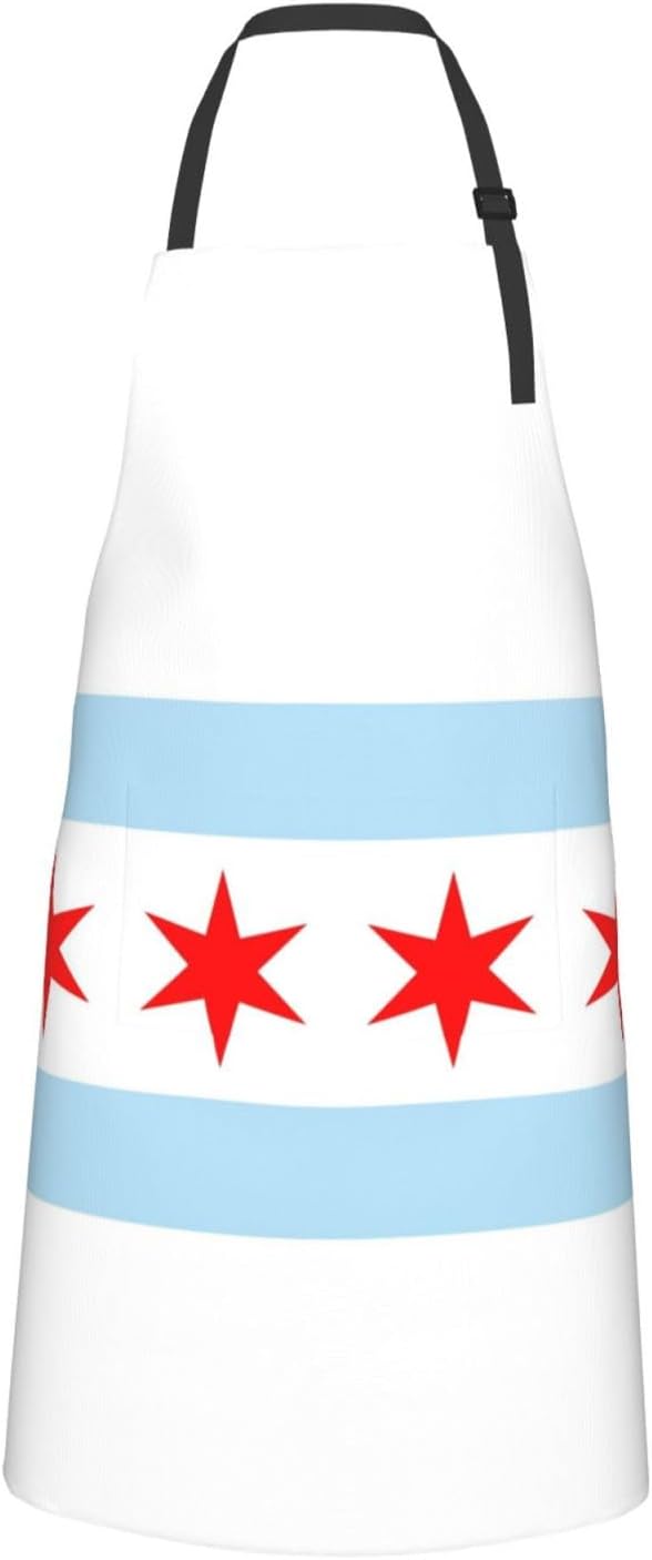 Cute Flag Kitchen Cooking Aprons for Women Men Adjustable Patriotic Flag Apron with 2 Pockets for Home Kitchen Garden