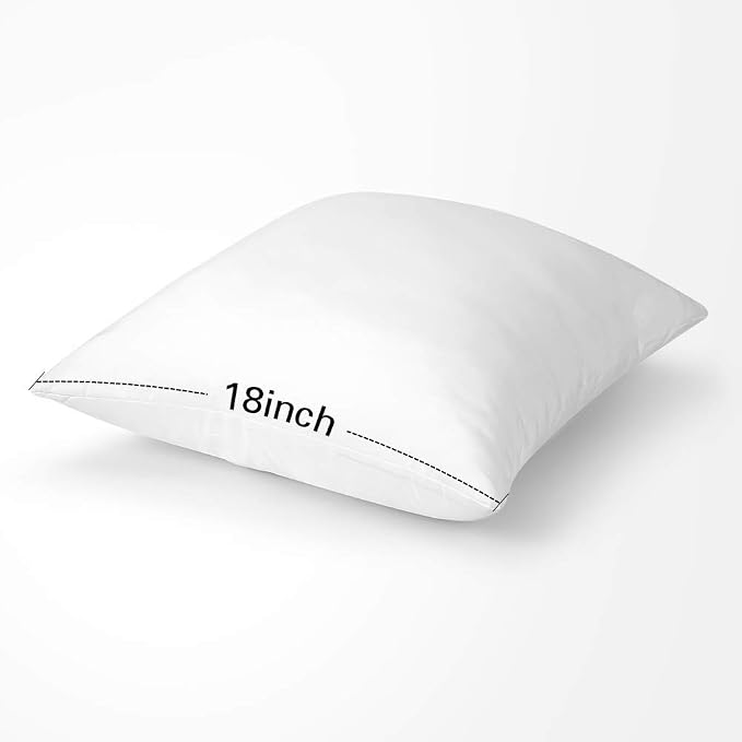 OTOSTAR Throw Pillows Inserts 18x18 Inches, Set of 6 Square Form Cushion Stuffer for Couch, Sofa, Bed - Indoor Decorative Pillows Inserts - White