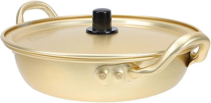 Luxshiny Korean Ramen Pot Lightweight Aluminum Noodle Cooker with Lid Double Handles Fast Heating Camping Cookware 9.44X9.44X2.75In