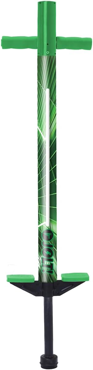 Flybar Jolt Pogo Stick for Kids, Perfect for Beginners w/Foam-Covered Metal Frame, Handles & Padding, Non-Slip Foot Pads, Wide Tip, Outdoor Active Play Toy for Boys & Girls, Ages 6+, Lime Leaper LED