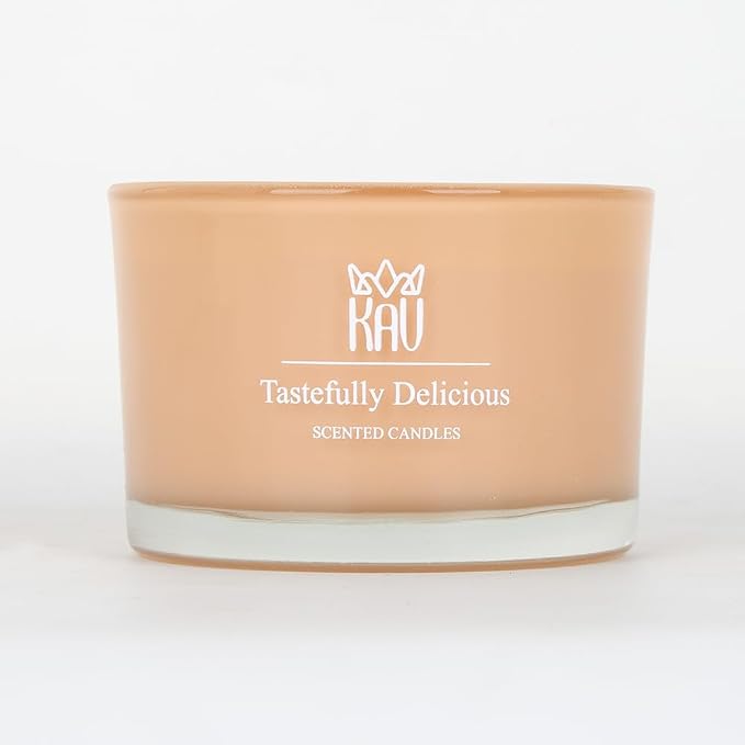 Scented Candles for Home Décor - KAV Dancing Rain Premium Scented Candle for Women Men, Embedded Stone and Soy Wax in 3 oz Glass Jar, Natural Aromatherapy (Tastefully Delicious)