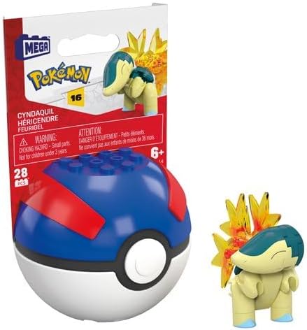 MEGA Pokémon Poké Ball Building Toy Set, Series 16, Cyndaquil, Ledyba, Mime Jr, Totodile, Chikorita, Hoppip, Ages 6+ FPM00-963G