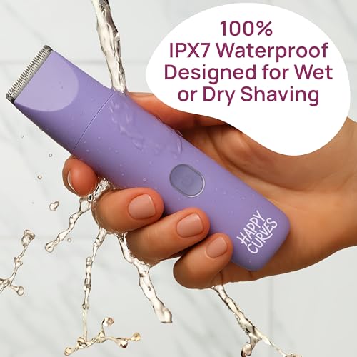 HAPPY CURVES Talc-Free Anti-Chafe Comfort Powder (Tahitian Vanilla) & Smoothie 2.0 Waterproof Bikini Trimmer (Berry) Bundle - Intimate Care for Women