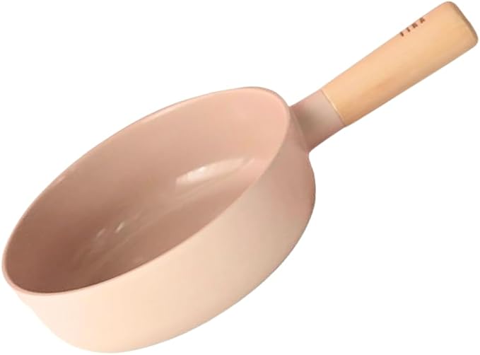 FIKA 7-Inch Stir Fry Mini Wok Pan with Wood Handle, Kitchen Nonstick Ceramic Coating Skillet, Induction Compatible Cookware, Healthy Cooking Omelet Pan, Made in Korea (18cm)