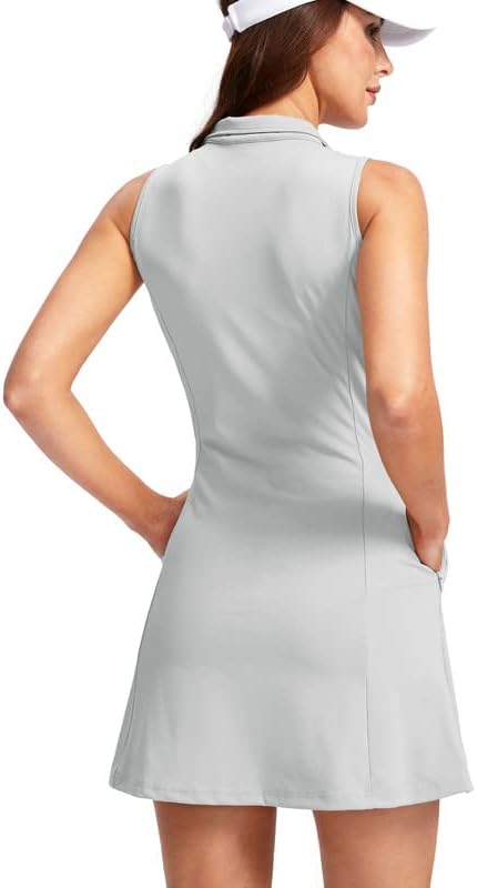 Viodia Women's Tennis Golf Dress with Shorts | Active, Exercise, Workout, Sports, Athletic, Dresses for Women, with Zipper Pockets