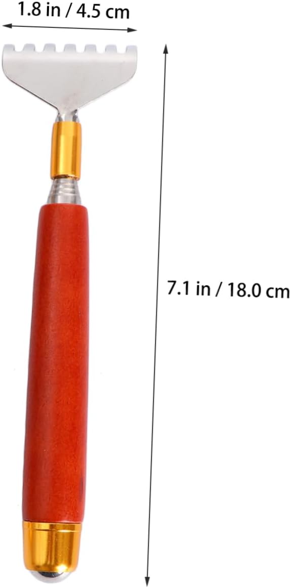 Beavorty 2pcs Flexible Stainless Scratcher Wooden Handle Telescopic Massage Tool for Itch Relief Relaxation Comfortable and Easy to Use