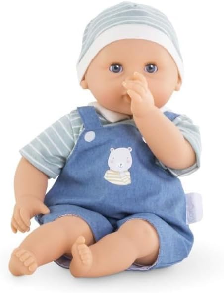 Corolle Bébé Calin Maud - 12" Soft Boy Baby Doll with Vanilla Scent, Blue Outfit & Sleeping Eyes for Girls Ages 18 Months+, Cute Reborn Realistic Baby Dolls for 2 Year Old Girls