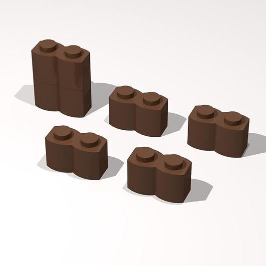 Classic Building Brick Bulk, Modified 1x2 with Log Profile 120 Piece, Compatible with Lego Parts and Pieces: (Color:Brown)