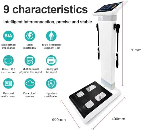 Professional Body Composition Analyzer with Printer, 10 Inch HD Touch Screen Scale, Multi-Frequency BIA Technology for Weight, BMI, Muscle Mass, Body Fat Percentage, Water, Protein, Ideal for Gym Home