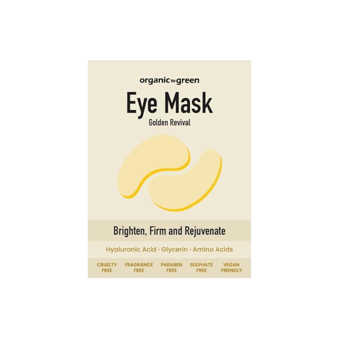 Organic To Green Golden Revival Eye Mask Patches - Under Eye Gels for Puffy Eyes and Dark Circles - Refreshing & Firming with Hyaluronic Acid & Amino Acids - Vegan & Fragrance-Free (24 Pairs)