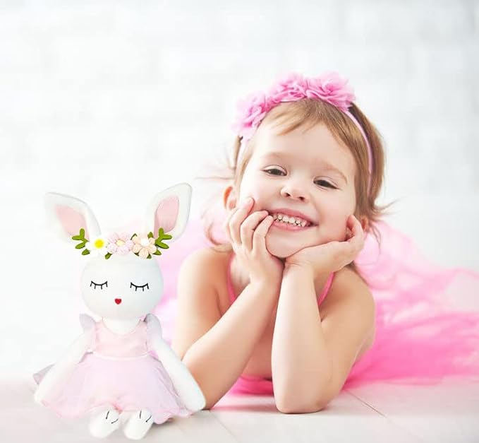 Ballerina Doll Easter Stuffed Animal Bunny Plush Animal Doll, Plush Rabbit Toy Bunnys Stuffed Animals for Girls Easter Animals on Party Birthday Christmas