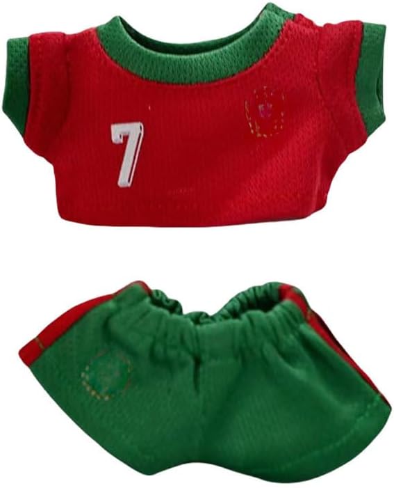 17cm Doll Rabbit Bunny Clothes, Cool Sports Basketball Football Theme T-Shirts Shorts Suit, Soccer-Inspired Athletic Uniform Outfit for Dress Up, Doll Costume Cosplay Fashion Dresses -Football Red