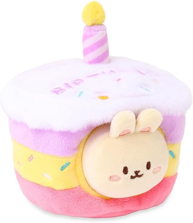 Anirollz Birthday Cake Oufitz Bunniroll Mini Plush – Soft & Cuddly Stuffed Bunny, Cute Collectible Gift for Plush Lovers, 4” Small & Adorable