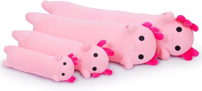 Axolotl Plush, 27.6” Long Axolotl Body Pillow for Kids, Cute Axolotl Stuffed Animals for Girls, Soft Plushies Toy Gifts for Birthday Pink
