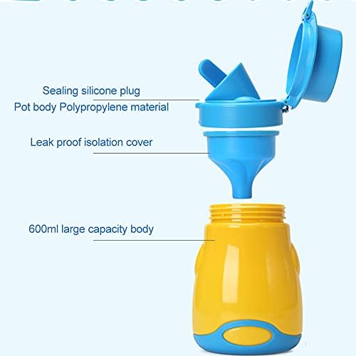 Pssopp Travel Urinal for Car Trips 600ml Leak Proof Funnel Seal for Emergency Potty Training, Fall Resistant Lightweight Portable Bottle for Buggy Basket Outdoor Outings for Baby Boys Tra