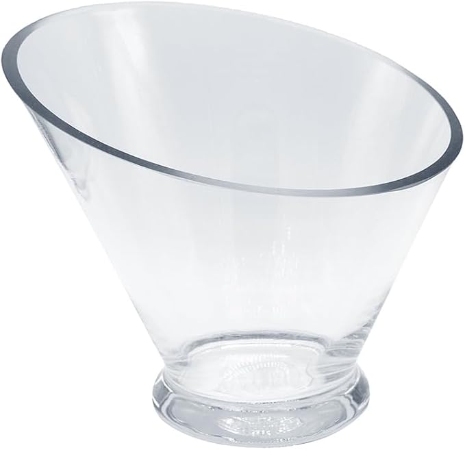 WGVI Slant Cut Calyx Glass Vase, Width 7.25", Height 6.25", Clear Terrarium, Candy Dish, Fruit Jar, Floral Container for Wedding Party Event, Home Office Decor, 1 Piece