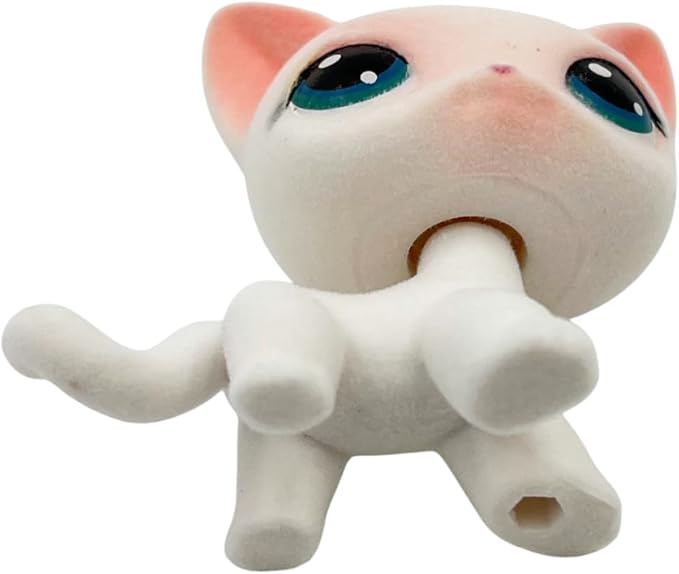 Custom Flocked Pet Shop Toy Fuzzy Animal Figure Short Hair Cat Kitty Kitten Deer OOAK (White #64-zr)