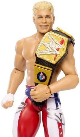WWE Cody Rhodes Main Event Series Champions 2026 Action Figure with Championship Title, 6-inches