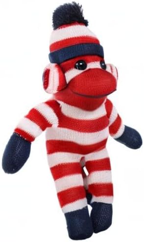 Plushland Adorable Sock Monkey, The Original Traditional Hand Knitted Stuffed Animal Toy Gift-for Kids, Babies, Teens, Girls and Boys Baby Doll Present Puppet (16'' red)