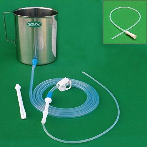 HealthAndYoga(TM) Stainless Steel Enema Kit with Complete Tubing - 2 Quart Container No Latex