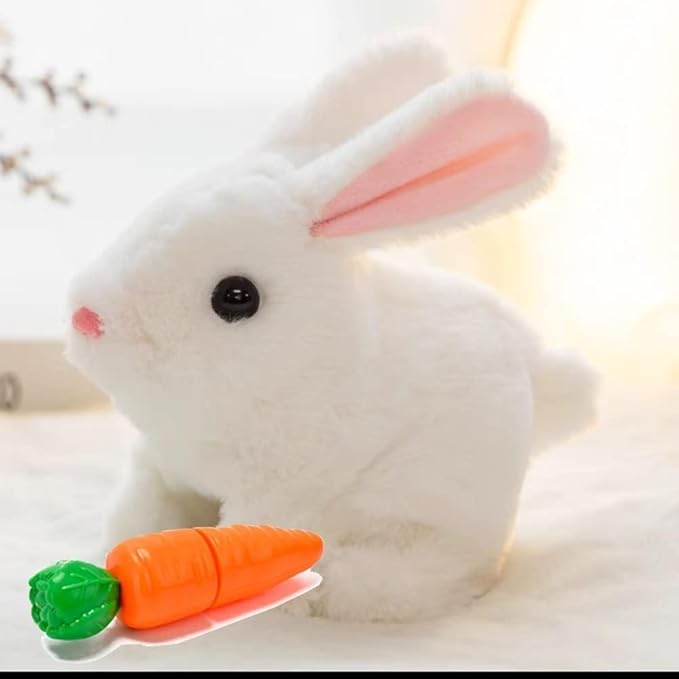Interactive Hopping Bunny Plush Toy – Walking Stuffed Bunny with Sounds, Wiggling Ears, and Twitching Nose and Educational Toy for Kids