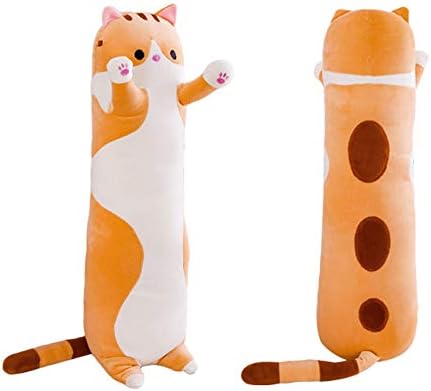 shangman Lovely Plush Cat Doll Cute Cartoon Soft Stuffed Kitten Pillow Long Throw Sleeping Pillow Doll Toy Gift for Kids Girlfriend Multiple Size (Brown,130cm/51.1in)
