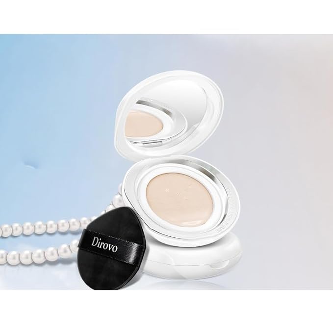 1 PC Dirovo Cushion Foundation Cream, High Coverage Fine Powder Long Lasting BB Air Foundation Cream (Oily Skin-Warm)