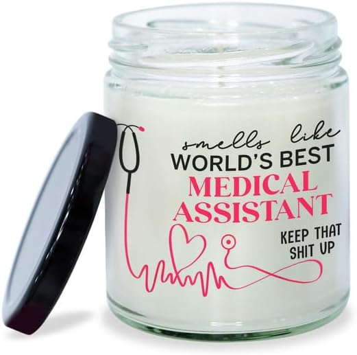 Medical Assistant Candle 9oz - Soy Wax Vanilla Scented Clean Burning, Medical Assistant Gifts for Women, MA Week Appreciation Gift Ideas