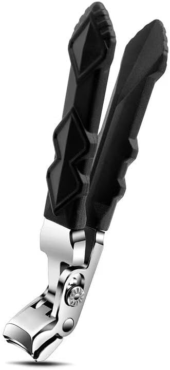 Black Long Handle Toenail Clippers for Seniors Non-Slip Wide Jaw Opening Clipmaster Pro Toenail Clippers with Catcher for Men for Thick Nails Ergonomic Curve Angled Head Toe Nail Clipper Sharp（1pcs）