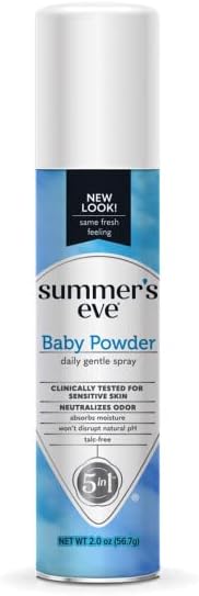 Summer’s Eve Baby Powder Feminine Freshening Spray, Daily Gentle Intimate Deodorant, Neutralizes Odor, pH Balanced, Talc Free, Sensitive Skin, 2 Ounce (Pack of 4)