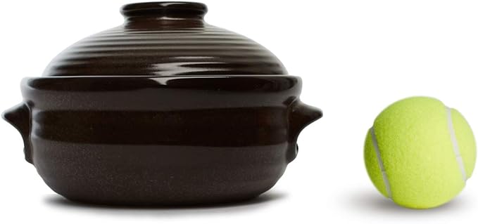 Crazy Korean Cooking Korean Stone Bowl (Dolsot), Sizzling Hot Pot for Bibimbap and Soup - Premium Ceramic (Medium with Lid)