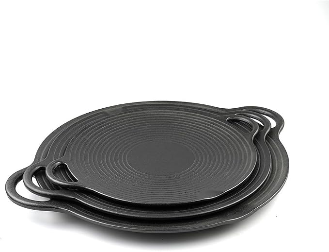 11.5 inch Korean BBQ Grill Pan, Cast Iron Griddle Pan for Indoor and Outdoor Cooking & Camping (11.5 inch)