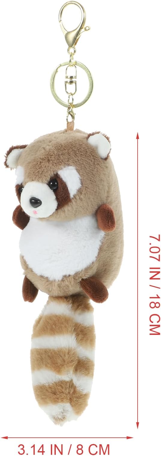 Raccoon Keychains Plush Stuffed Keychain Cute Soft Plush Raccoon Keychain Animal Pendant Toy Jewelry for Bag Purse