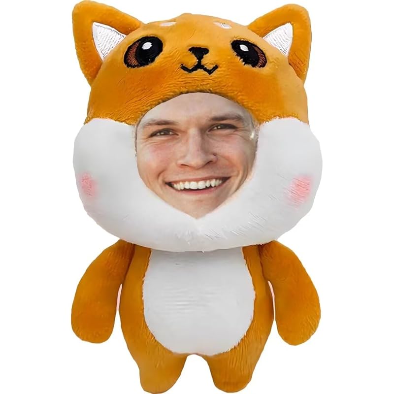 Personalized Dog Stuffed Animal Key Chain – Customizable Shiba Inu Plush Toy, Gift with Your Face Photo,5 inches