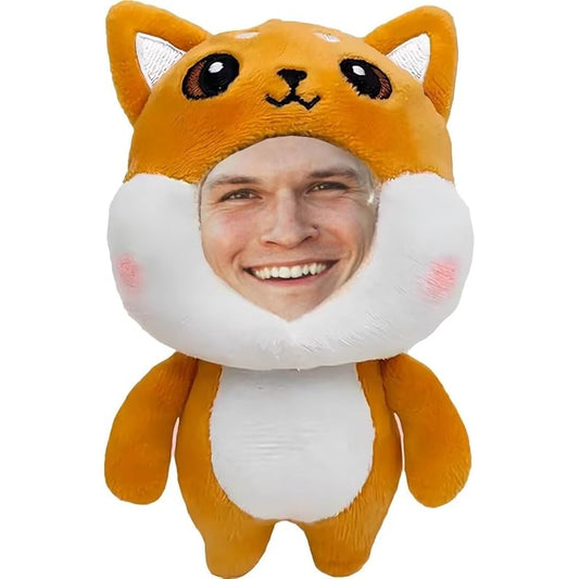 Personalized Dog Stuffed Animal Key Chain – Customizable Shiba Inu Plush Toy, Gift with Your Face Photo,5 inches