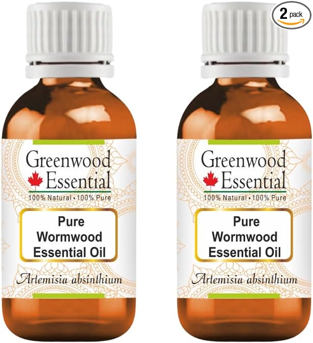 Greenwood Essential Wormwood Essential Oil (Artemisia Absinthium) Pure | Non-Sticky | Non-Greasy | Lightweight | Men & Women | All Skin Types | Steam Distilled 15ml X 2 (1 oz)