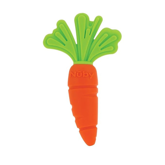 Nuby Carrot Infant Teether - Baby Teething Toy - Massaging Bristles for Sore Gums - 3+ Months