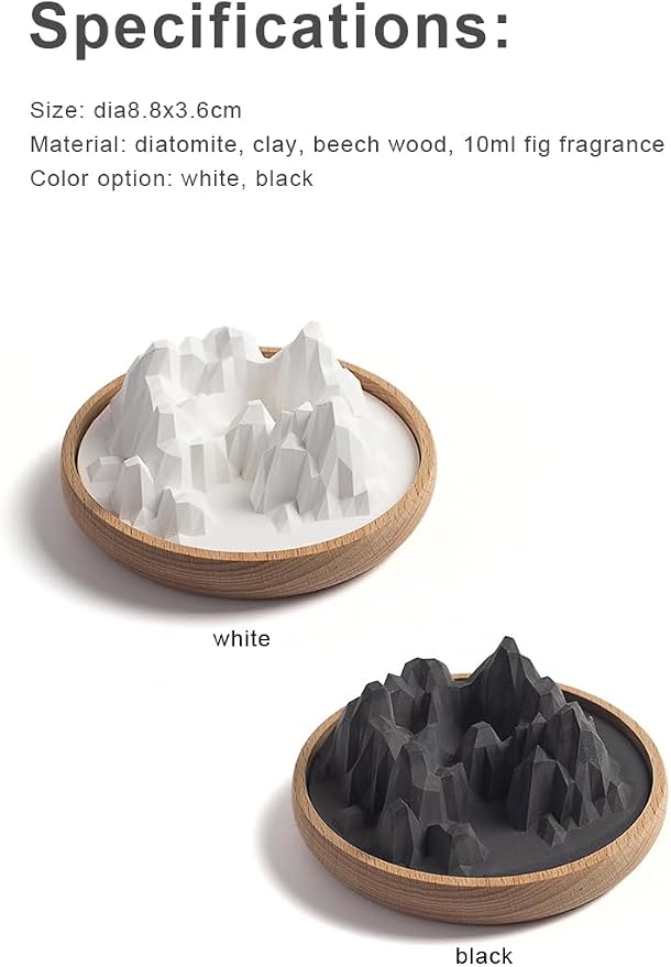 SINT Aroma Diffuser Diatomite Mountain Stone with Wooden Stand | Essential Oil Diffuser with Aromatherapy Fragrant Oil | Diffusers for Home, Oil Diffuser, Room Decor | White, Fig Fragrance 10 ML