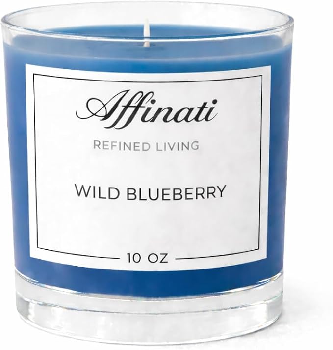 Wild Blueberry Affinati 10 oz Scented Candle for Home – Long Lasting Fruity Soy Blend Candle with Wooden Wick, Strong Scent Throw Glass Jar Candles, Premium Clean Burning Aromatherapy Gifts