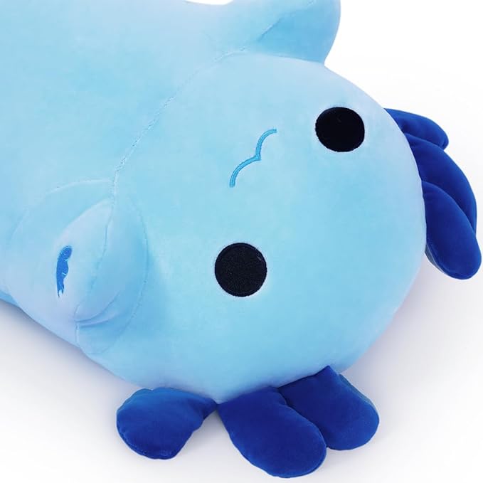 Axolotl Plush, 27.6” Long Axolotl Body Pillow for Kids, Cute Axolotl Stuffed Animals for Girls, Soft Plushies Toy Gifts for Birthday Blue