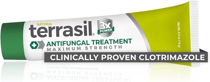 terrasil Clotrimazole Antifungal Cream, Relief for Fungal Yeast Infection, Athletes Foot Treatment, Jock Itch Ringworm, Men & Women, Natural Ingredients, Anti Fungal Cream for Skin and Feet (.5oz)