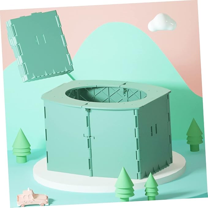 LIOOBO 1pc Portable Folding Toilet for Boys and Girls Travel Potty Trainer Compact and Folding Toilet Green for Home Car and Outdoor Use