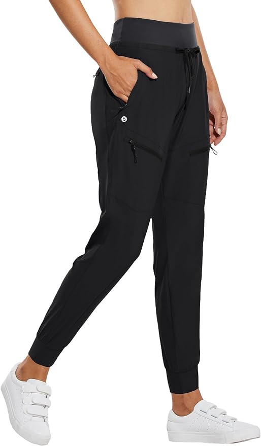 baleaf Womens Lightweight Hiking Pants Water Resistant Quick Dry Joggers with 5 Zipper Pockets UPF 50+ for Travel Hiking