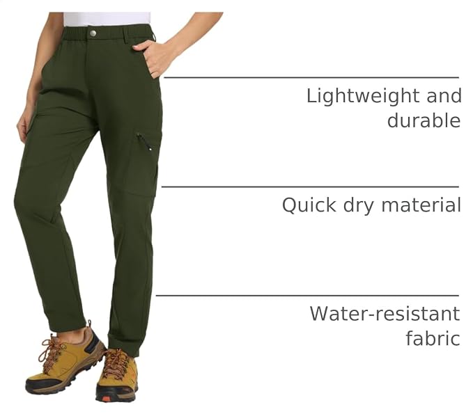 TBMPOY Women's Hiking Cargo Pants Lightweight Water Resistant Quick Dry Fishing Camping Travel Work Pant with 6 Pockets