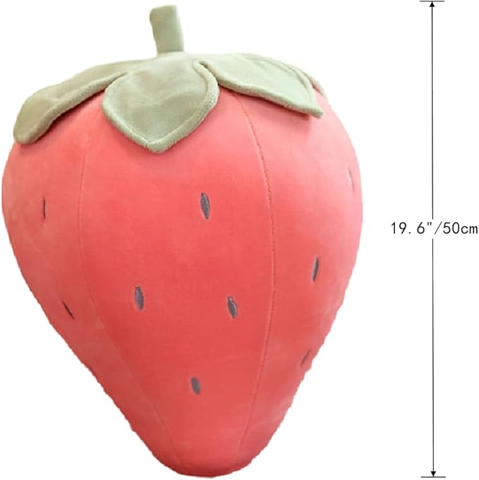 Cute Fruit Kids Pillow Stuffed Strawberry Plush Pillows Super Soft Girls Pillows Cushion Seat for Kids Toys (Pink,19.6''/50cm)1 Count (Pack of 1)